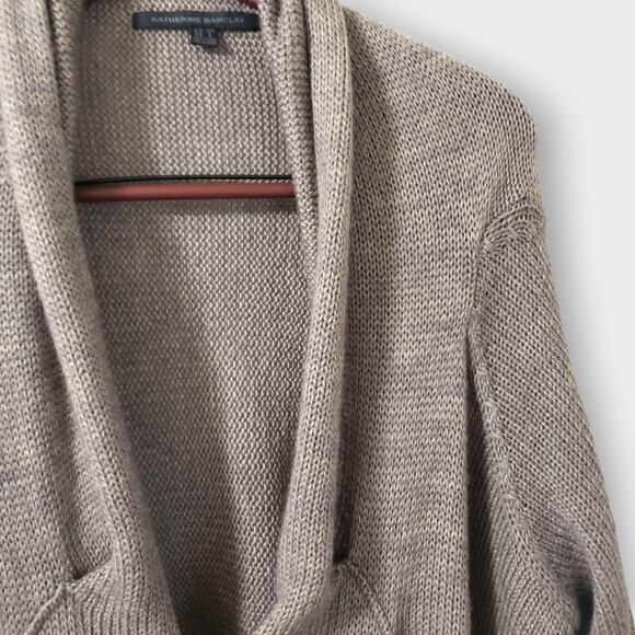 Katherine Barclay Wool Mohair Asymmetric Buckle Shawl Cardigan Brown Sz Large - Picture 4 of 14